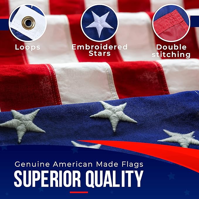 Large American Flag for Outside 15x25 | American Flag 100% Made in USA -US Flag Heavy Duty Outdoor with Embroidered Stars and Sewn Stripes Outdoor Flag for High Wind - FMAA Certified