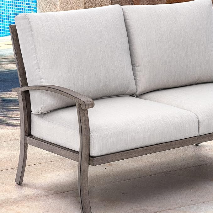 HAPPATIO 10 Piece Aluminum Patio Furniture Set, 3-Seat Outdoor Couch and Loveseat, All-Weather Outdoor Sectional Sofa with Swivel Armchairs and Ottomans, Garden Conversation Set(Gray)