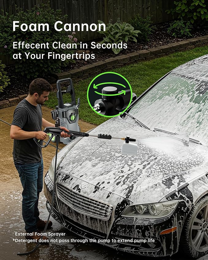 Pressure Washer, Power Washer with Foam Cannon High Pressure Washer for Cars, Fences, Patios, Decks, Patios and Driveway Powerwasher
