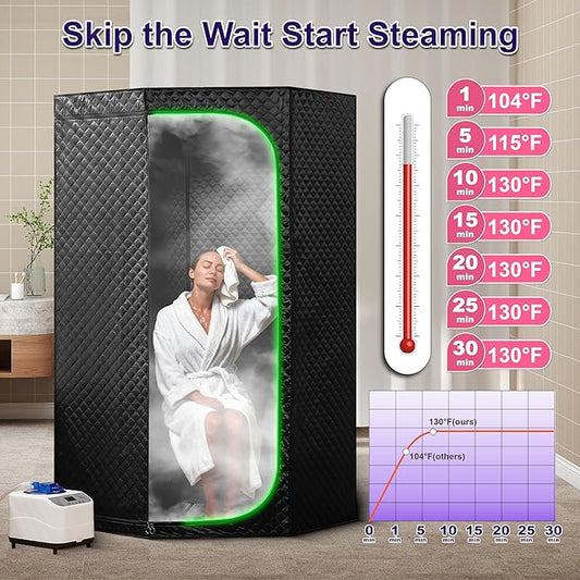 Steam Sauna Tent for Home with Transparent Door, Portable Indoor Sauna with Powerful Steam Heating, Foldable Personal Spa for Relaxation (Single Pentagonal, Black)