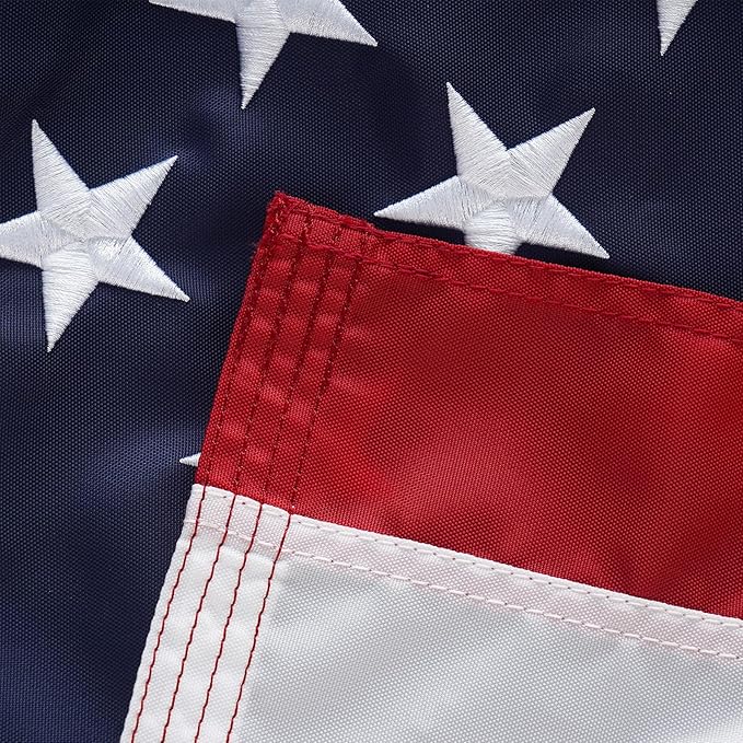 SYII American Flag 20x30 Ft TearProof Series for Outside, Heavy Duty Tough Spun All Weather US Flag for High Wind, Embroidered Stars Sewn Stripes and Brass Grommets