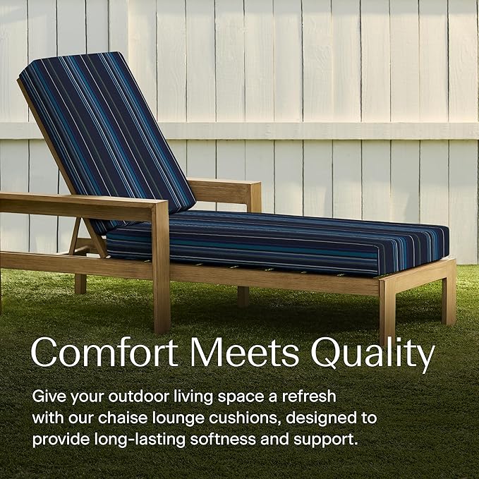 Honeycomb Outdoor Heritage Chaise, 22.5" W x 70" L, Sunbrella Stanton Lagoon Chair Cushion for Patio Furniture
