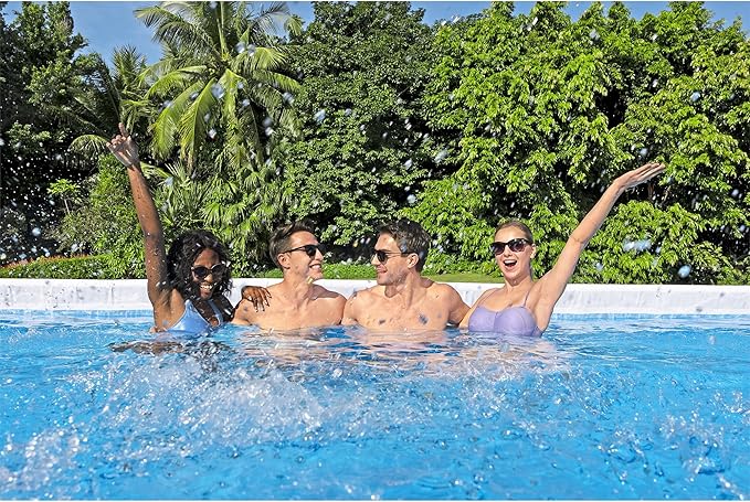 Bestway Power Steel 24' x 12' x 52" Rectangular Metal Frame Above Ground Swimming Pool Set with 1500 GPH Sand Filter Pump, Ladder, and Pool Cover