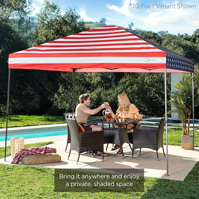 Best Choice Products 8x8ft 1-Person Setup Pop Up Canopy Tent Instant Portable Shelter w/ 1-Button Push, Case, 4 Weight Bags - American Flag