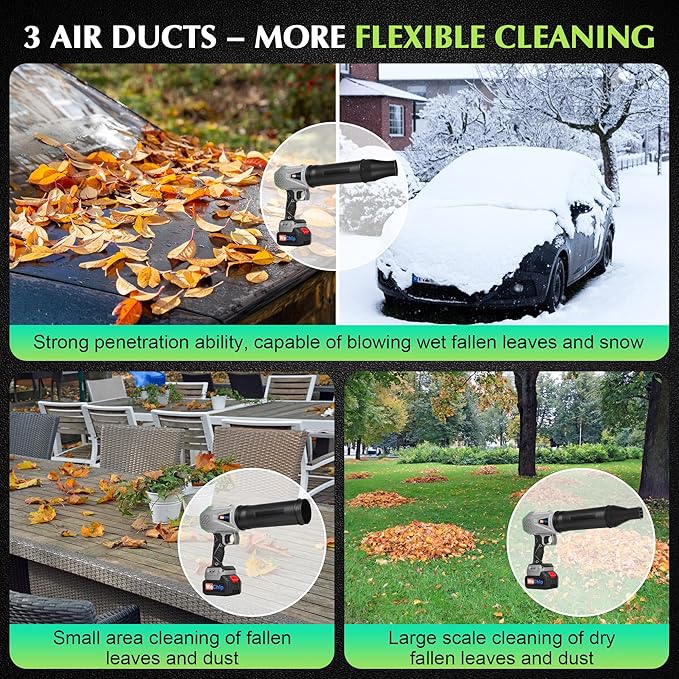 3 in 1 Cordless Leaf Blower Lightweight with Storage Box， 800,000 RPM Leaf Blower Cordless with 2 Battery and Charger,Easy Use Hand Held Blowers for Lawn Care, Dust,Gifts for Men
