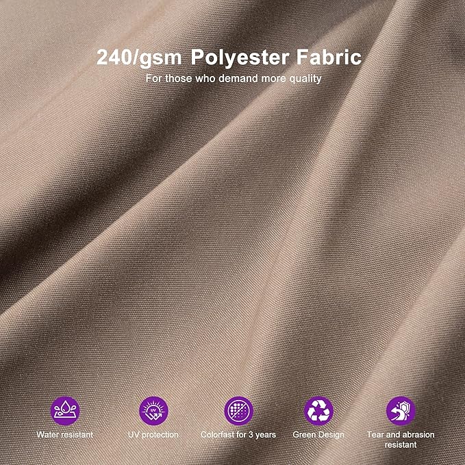PURPLE LEAF 10 FT Cantilever Umbrella Outdoor Patio Umbrella, Large Offset Square Umbrellas, Windproof Heavy Duty Hanging Outside Umbrellas for Patio, Ash Mocha