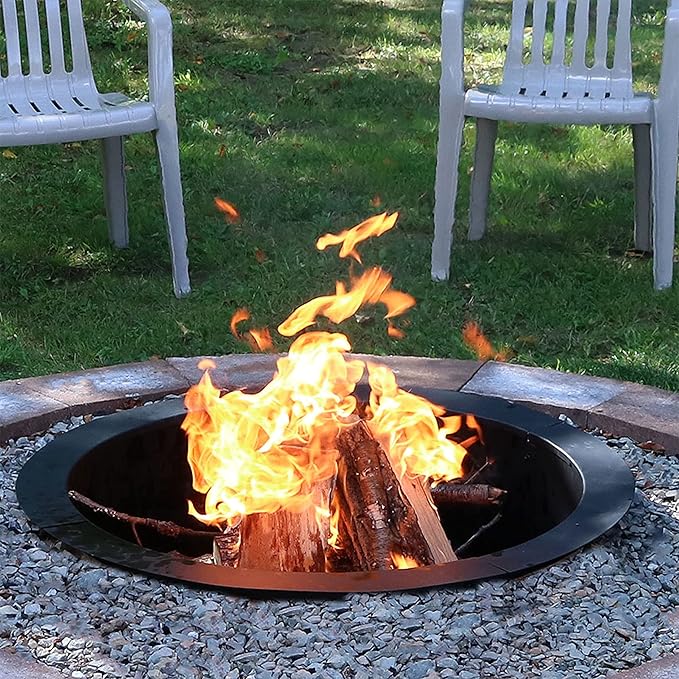 Sunnydaze Outdoor Fire Pit Ring - DIY Above or In-Ground Steel Fire Ring Insert - 36-Inch Outer/30-Inch Inner Diameter