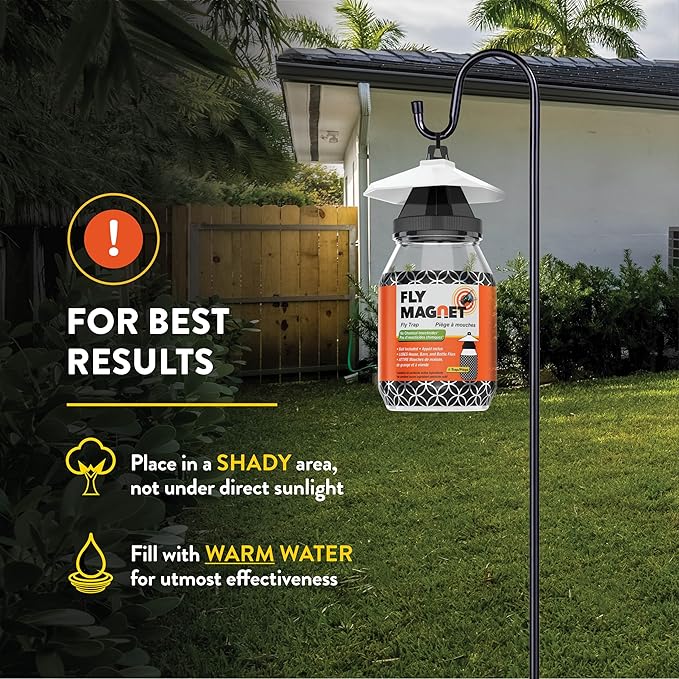Outdoor Fly Trap [2 Pack] Fly Traps Outdoor with Dissolvable Non-Toxic Bait - Controls Flies for Patios, Hanging Fly Traps with Tie Included