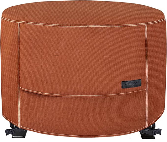 NettyPro Fire Pit Cover Round Waterproof Outdoor Firepit Cover for Gas Propane Fire Pit Table, 36 x 20 inch, Brown