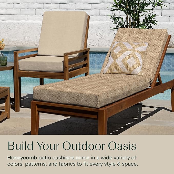 Honeycomb Outdoor Heritage Chaise, 22.5" W x 70" L, Courtyard Geo Chair Cushion for Patio Furniture