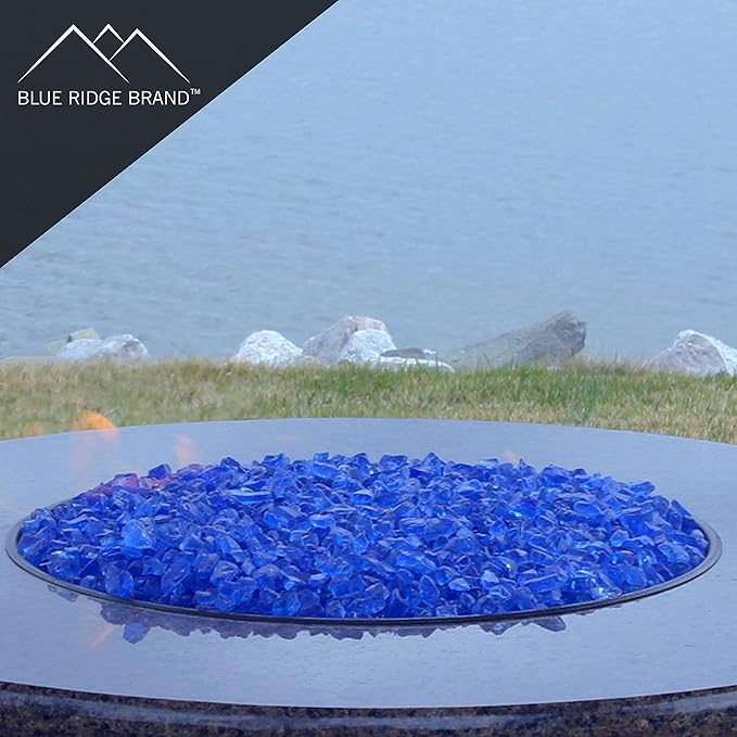 Fire Pit Glass - Fire Glass for Fire Pit - Firepit Glass Rock - Glass Stones - Fire Pit Glass Rocks - Gas & Propane Fire Pit & Fireplace Glass (50 Pound, Black)