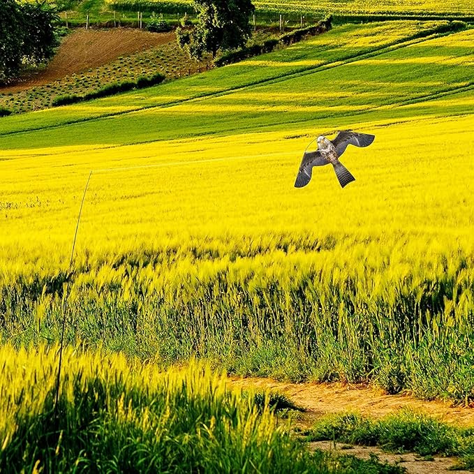 Bird Hawk Flying Kite with Pole Crop Protector Bird Scare Flying Kite with 4m Pole Has The Effect of Scaring Birds