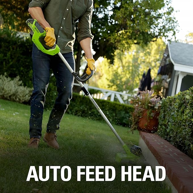 Greenworks 40V 12" Cordless String Trimmer, 0.065" Dual Line with Auto Feed, Variable Speed, Lightweight Weed Eater, 3-Year Warranty