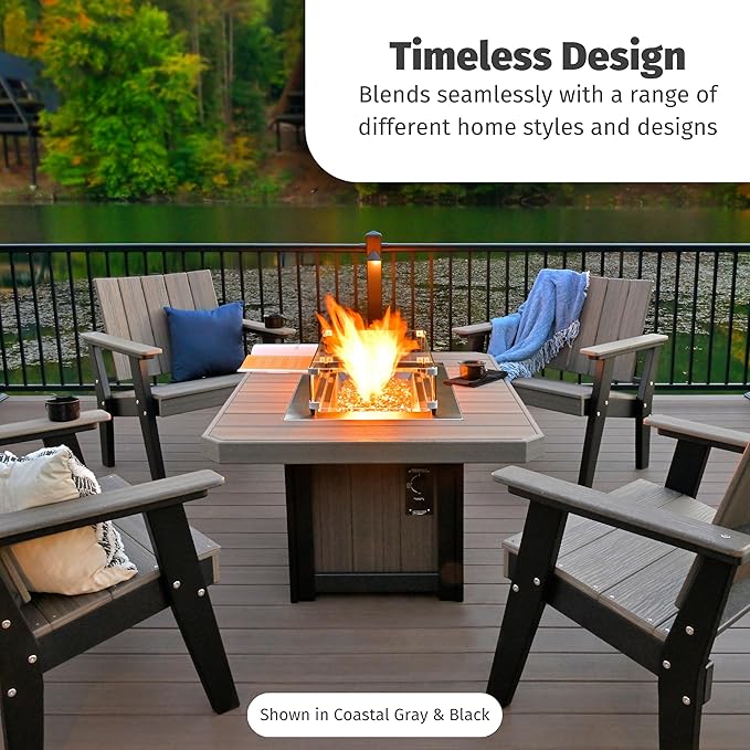 LuxCraft 51" Lumin Rectangular Gas Propane Fire Pit Table for Outdoor Patio with Tempered Glass Wind Guard and Stainless Steel Burner Cover - Amish Made in USA (Aruba & White)