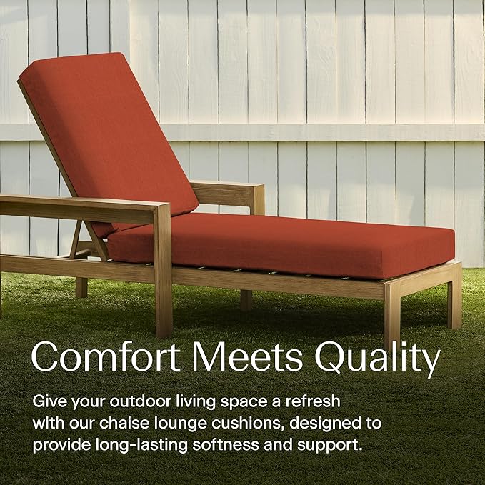 Honeycomb Outdoor Heritage Chaise, 22.5" W x 70" L, Textured Solid Terracotta Chair Cushion for Patio Furniture