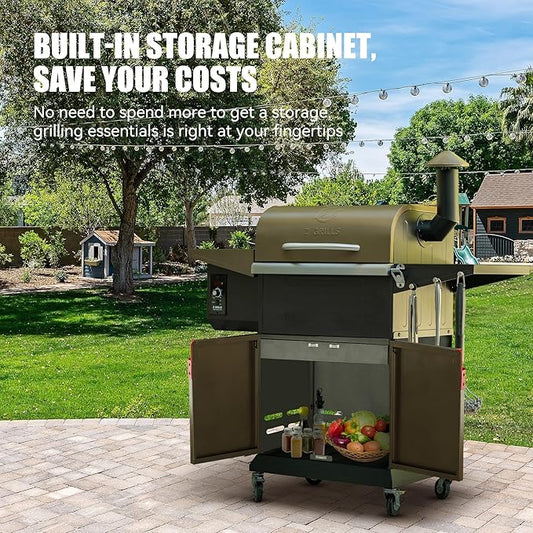 Z GRILLS 8-in-1 Outdoor BBQ Grill with PID 2.1 Controller, Wood Pellet Smoker, Auto Temperature Control, Huge Storage Cabinet Side Shelf with Tool Hooks, 572 sq in Cooking Area for Camping Party