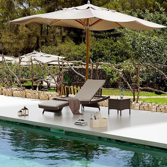 Pamapic Patio Chaise Lounge Set 2 Pieces，Patio Lounge Chair with Adjustable Backrest and Removable Cushion, Outdoor Pool Lounge Chair Set for Patio Poolside Backyard Porch