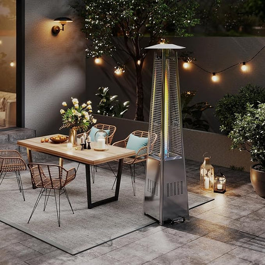 Kingdura 48,000 BTU Pyramid Patio Heater with Cover & Wheels, Outdoor Patio Heaters for Outdoor Use, Triple Safety Protection, 88" Quartz Glass Tube Propane Heater for Deck Backyard Commercial Balcony
