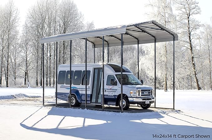 Arrow Carports Galvanized Steel Carport, RV Metal Carport Kit, 14' x 29' x 14', Eggshell