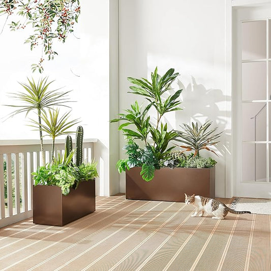 Wallowa Metallic Heavy Long and Large Outdoor/Indoor Planter Box, 38”Lx15”Wx15”H, 40Pounds, Espresso