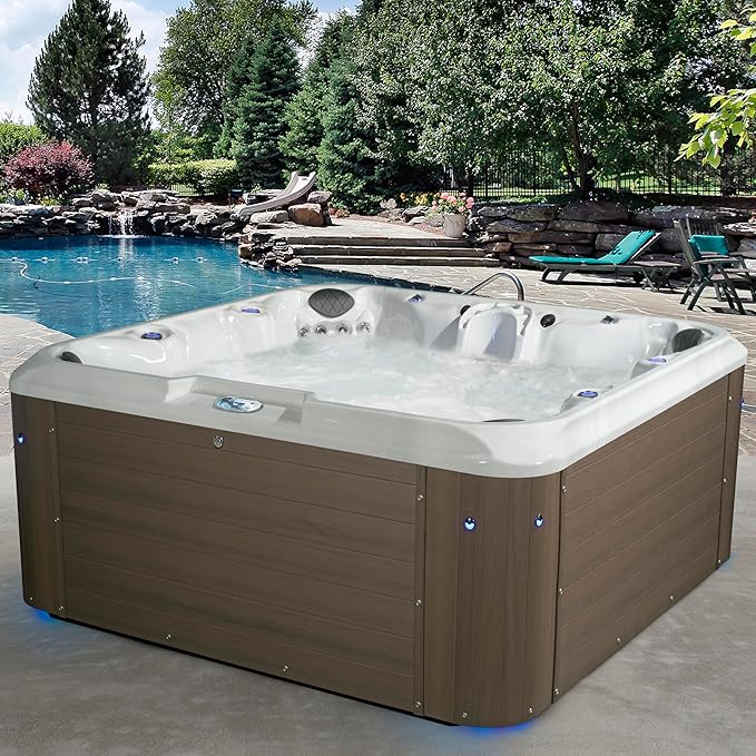 Amplified 100-Jet 7-Person Non-Lounger Spa with Bluetooth Stereo and 3 Pumps by Aqualife by Strong Spas
