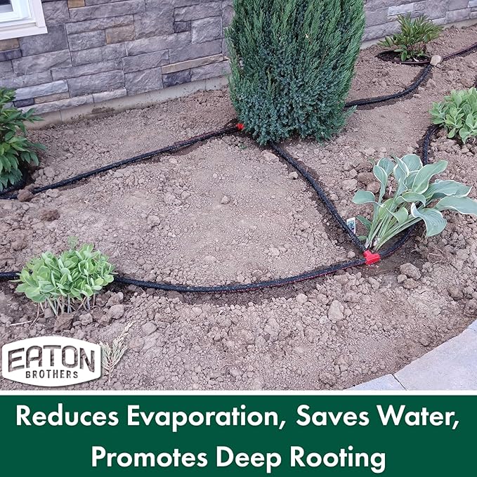 Eaton Brothers Bulk Soaker Hose 1/2-Inch x 250 ft – Heavy-Duty Recycled Rubber Soaker Hose – Custom-Length Garden Watering System for Lawns, Shrubs, and Vegetable Gardens