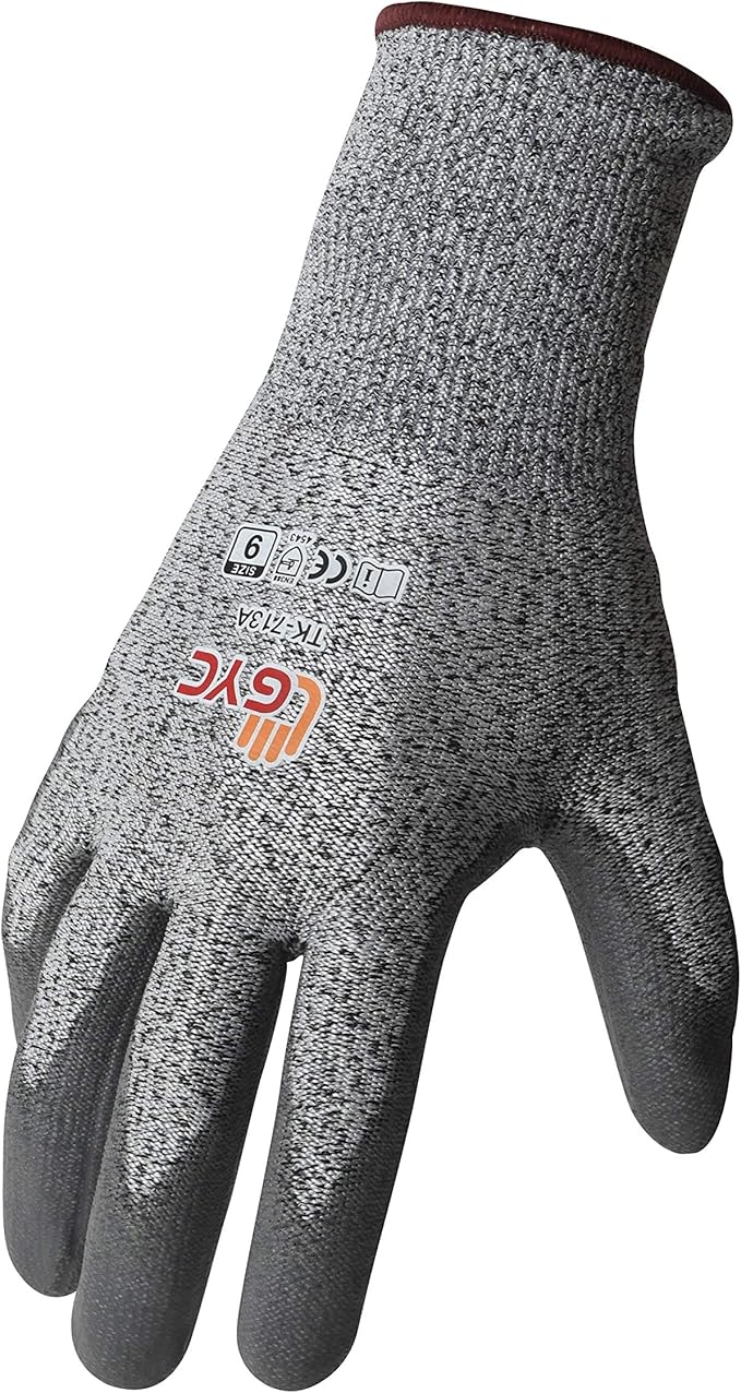 GYC Gloves, Cut Resistant Safety Work Gloves - Level 5 Cut Protection, 10 Pairs Pack - Excellent Dexterity & Breathability, Comfortable Soft PU coated (TK-713A/Size 10 - X-LARGE)
