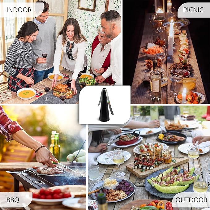 Fly Away - 2 Pack Outdoor Fly Repellent Fan, Outside or Inside Table use, Restaurant, Barbeque, Events, Deter Flies, Wasps, Bees, Other Moscas and Bugs Away, Battery Operated, Tabletop, Hanging Hook.