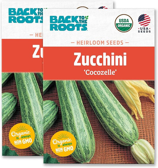 Back to The Roots 100% Organic Heirloom Seeds - Zucchini Squash Value Pack (5.6g Total)