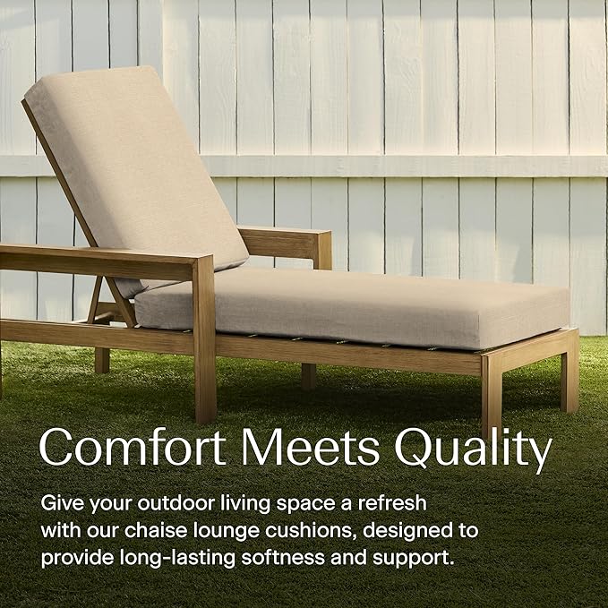 Honeycomb Outdoor Heritage Chaise, 22.5" W x 70" L, Textured Solid Almond Chair Cushion for Patio Furniture