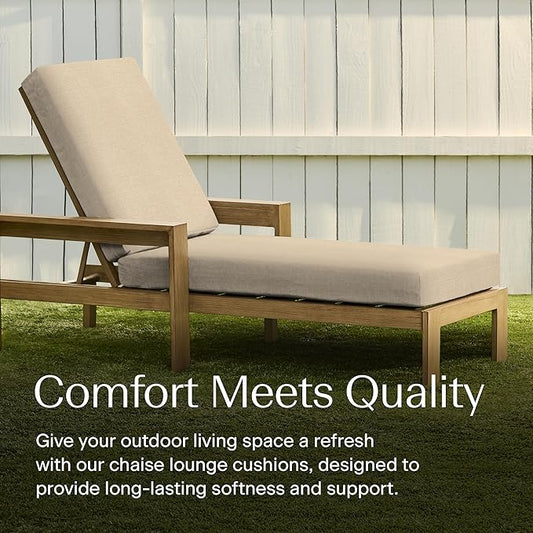 Honeycomb Outdoor Heritage Chaise, 22.5" W x 70" L, Textured Solid Almond Chair Cushion for Patio Furniture