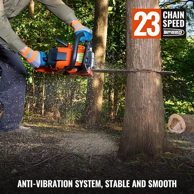 Gas Chainsaw Powered 42CC 18&16 Inch Chainsaw For Tree Trimming Wood Cutting 2.3 HP Handheld Chain Saw Gas With Automatic Oiler Christmas Birthday Gift For Husband Man Dad