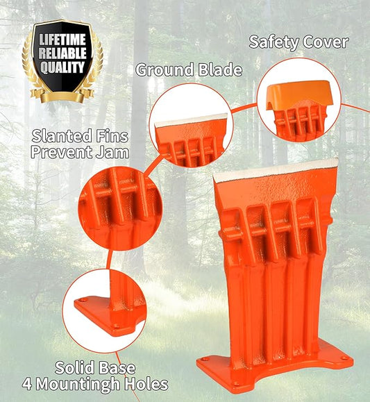 Firewood Kindling Log Wood Splitter – No Axe! Wedge Point Splits Firewood, 6 Inch, Orange with Safety Cover