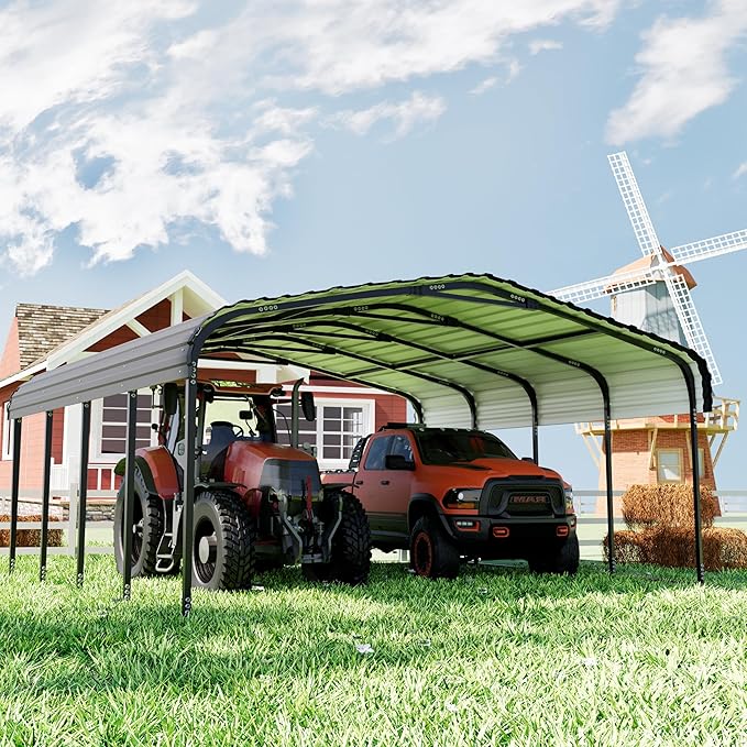 Royal Windsor 20×20 FT Metal Carport Car Port for 2 Car, Heavy Duty Carports Canopy with Galvanized Steel Roof Building and Frame, Outdoor Carport Kits Multi-Use Garage Shed