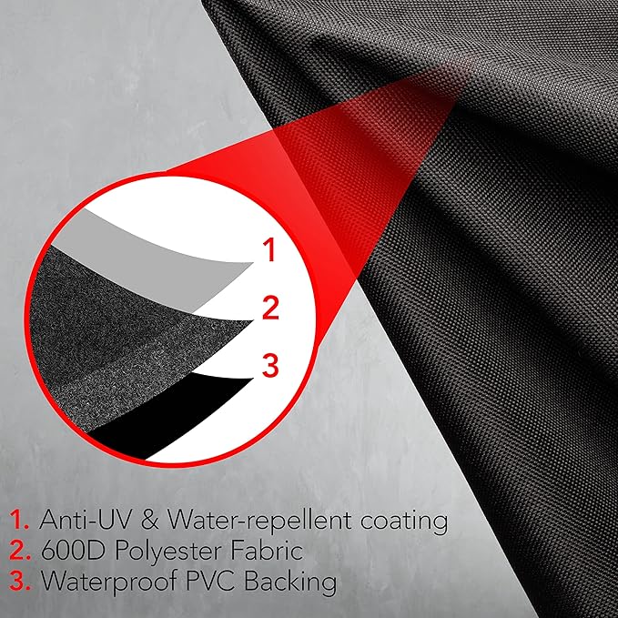 GrillTough Heavy Duty BBQ Grill Cover for Outdoor Grill, 72 Inch – Waterproof, Weather Resistant, UV & Fade Resistant with Adjustable Straps – Gas Grill Cover for Weber, Genesis, Charbroil, etc. Black