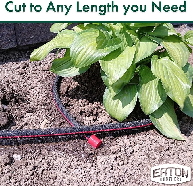 Eaton Brothers Bulk Soaker Hose 1/2-Inch x 250 ft – Heavy-Duty Recycled Rubber Soaker Hose – Custom-Length Garden Watering System for Lawns, Shrubs, and Vegetable Gardens