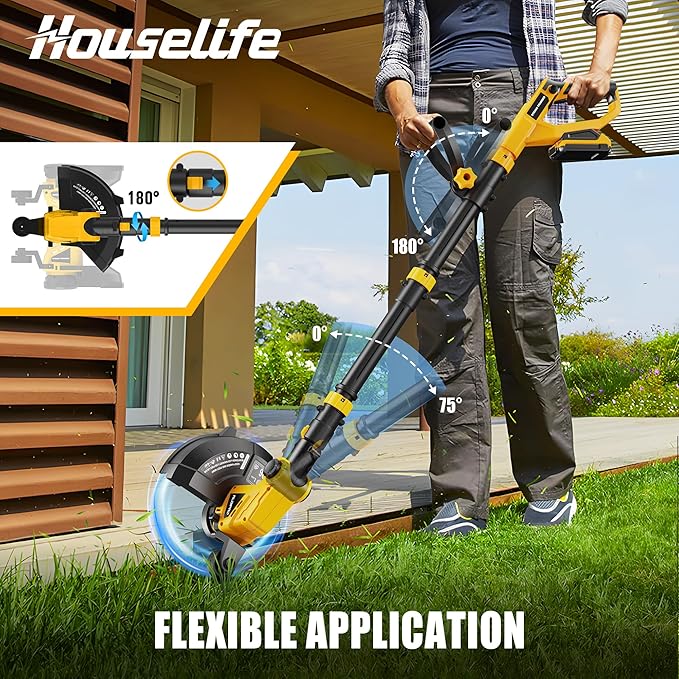 Houselife Cordless Weed Eater Compatible with Dewalt 20V Max Battery (No Battery) Lightweight String Trimmer & Weed Wacker with Auto Line Feed, 12" Cordless Weed Trimmer//Weedeaters for Lawn Garden