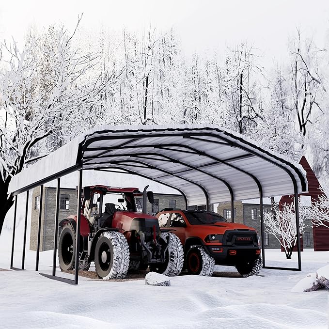 Royal Windsor 20×20 FT Metal Carport Car Port for 2 Car, Heavy Duty Carports Canopy with Galvanized Steel Roof Building and Frame, Outdoor Carport Kits Multi-Use Garage Shed