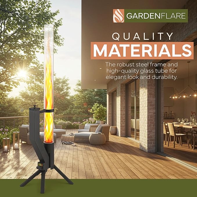 Smokeless Fire Pit - Outdoor Wood Pellet Fire Tube Stainless Steel firepit for Ambience Fire on Your Backyard, Patio, Porch & Garden (Matte Black, Classic)