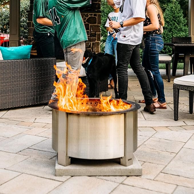 Breeo Smokeless Fire Pit (X Series 24, Stainless Steel) | 27.5 inch Smokeless Firepit for Outside | 62 Pounds | Ideal for Families, Gifts for Dad | Compatible with Wide Range of Breeo Accessories