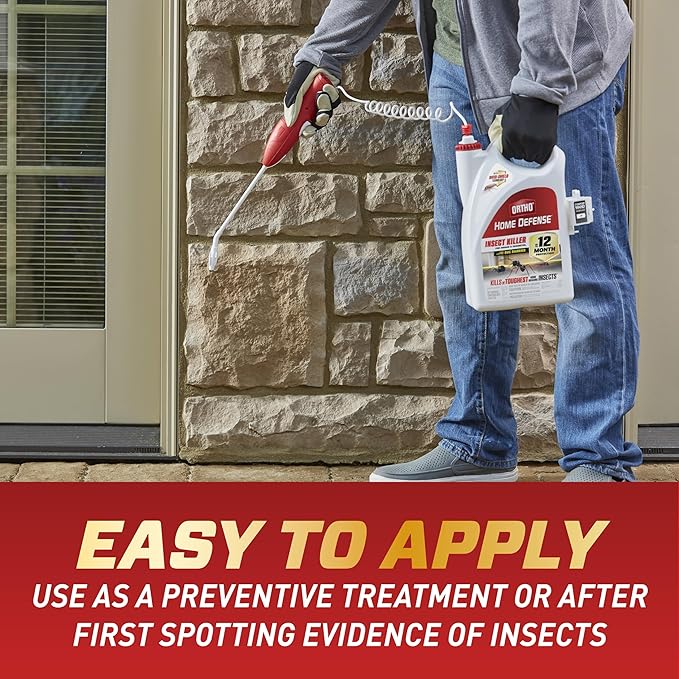 Ortho Home Defense Insect Killer for Indoor & Perimeter2: With Comfort Wand, Kills Ants, Cockroaches, Spiders, Fleas & Ticks, Odor Free, 1.1 gal., Pack of 4