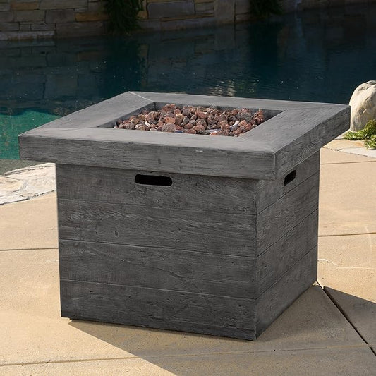 Propane Fire Pit Table, 32" MGO Firepits for Outside, Square Gas Fire Pit for Outside Patio, Propane Fire Table for Deck, Backyard, 40,000BTU, Tank Inside, Tank Not Included, Grey