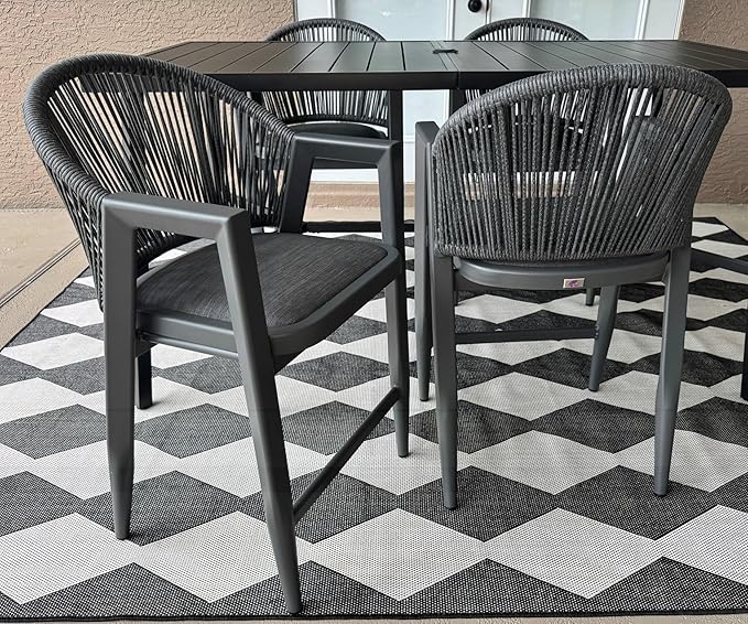 PURPLE LEAF Outdoor Counter Height Bar Stools Set of 2 Wicker Rattan Counter Stools Bar Chairs Barstool for Patio Kitchen Island Lawn Grey