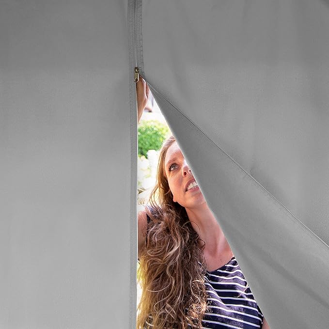 TOOLPORT Gazebo 10X10 Ft with Approx. 6.5 Oz/Yd² Waterproof Tarp Roof Pavilion with 4 Curtains in Gray