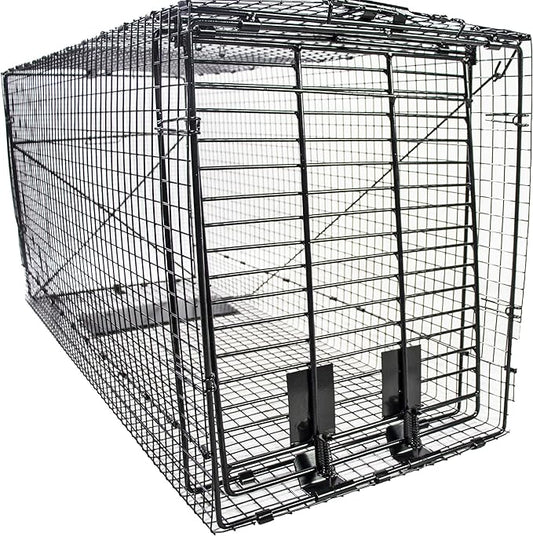 Humane Way Folding 50 Inch Live Humane Animal Trap - Safe Traps for All Animals - Dogs, Raccoons, Cats, Groundhogs, Opossums, Coyote, Bobcat - 50"x20"x26"