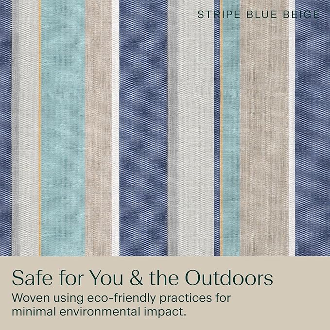 Honeycomb Outdoor Heritage Chaise, 22.5" W x 70" L, Stripe Blue & Beige Chair Cushion for Patio Furniture