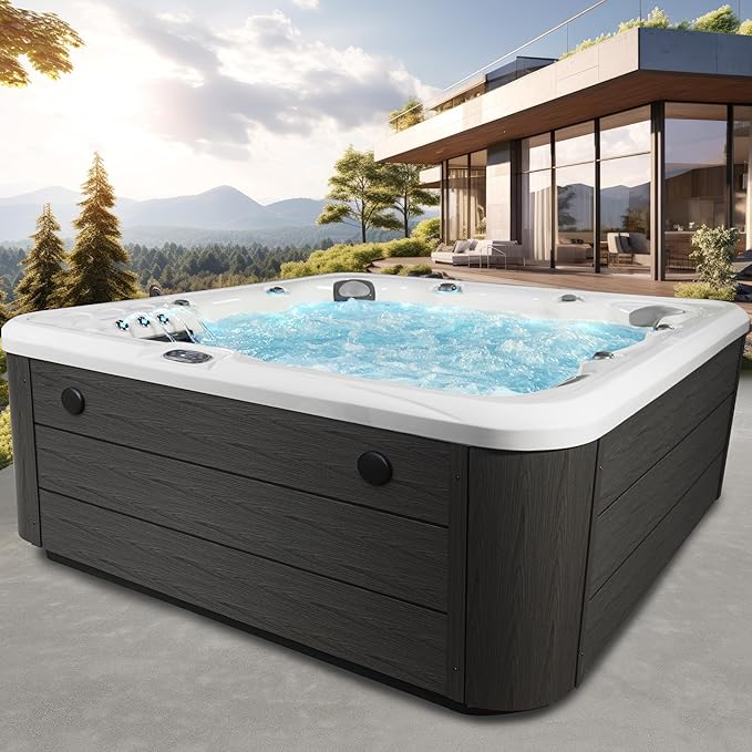 Scenic Outdoor Hot Tub, 6-Person 69-Jet Lounger 4-Pump Spa with Triple Water Columns and Bluetooth Stereo by Essential Hot Tubs