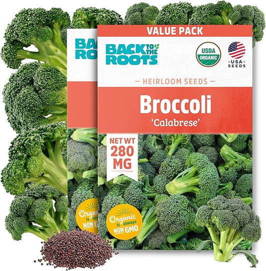Back to The Roots 100% Organic Heirloom Seeds - Broccoli Value Pack (280mg)