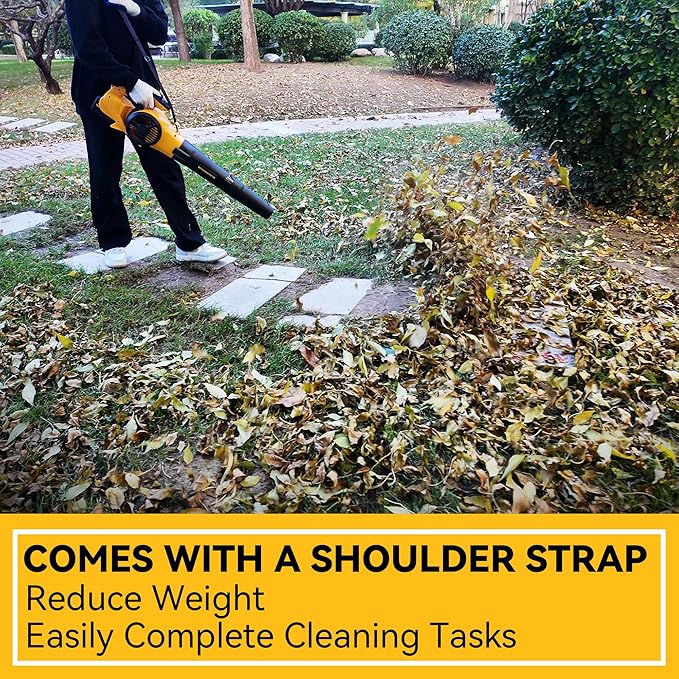 MOK Leaf Blower Cordless, 670CFM Electric Leaf Blowers with 2 x 7.8Ah Batteries and Charger, 3- Speed & Turbo Mode,1 x Rubber-Coated Snow Shovels, 1 x Shoulder Strap, Blowers for Lawn Care/B