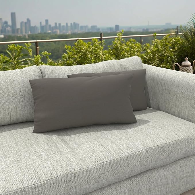 Covers & All Sunbrellla Outdoor Pillows for Patio Furniture, UV Fade Resistant & Waterproof Outdoor Sunbrella Lumbar Pillows, Set of 2 Inserts & Covers for Patios, Decks and Porches, Spectrum Graphite